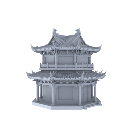 MRY-SFW LYTB042  Miniature Scene Model Chinese Double Story Octagonal Spire Tang Inspired Standalone Shop