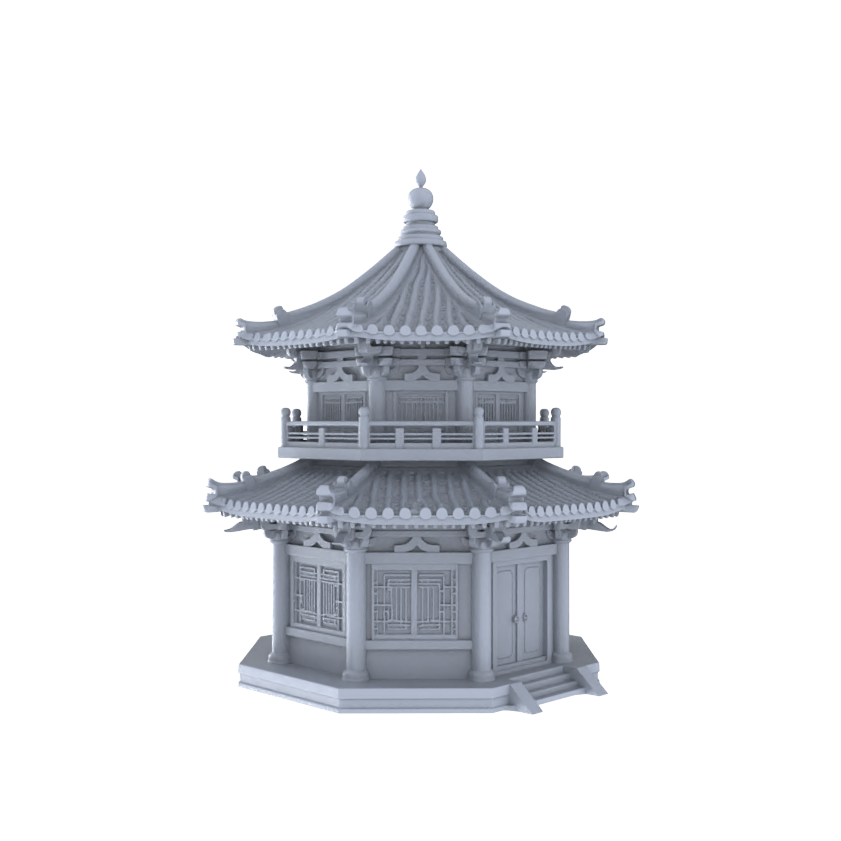 MRY-SFW LYTB045  Miniature Scene Model Chinese Octagonal Spire Tang Inspired Building