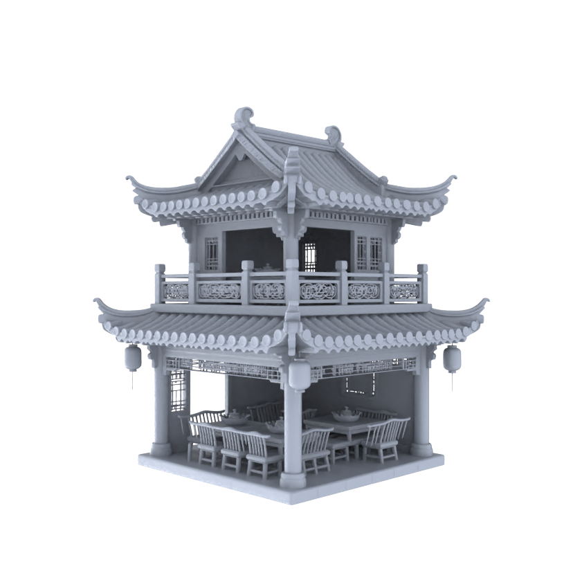 MRY-SFW LYTB048  Miniature Scene Model Chinese Loft Style Tang Style Wine Shop Tang Inspired Building