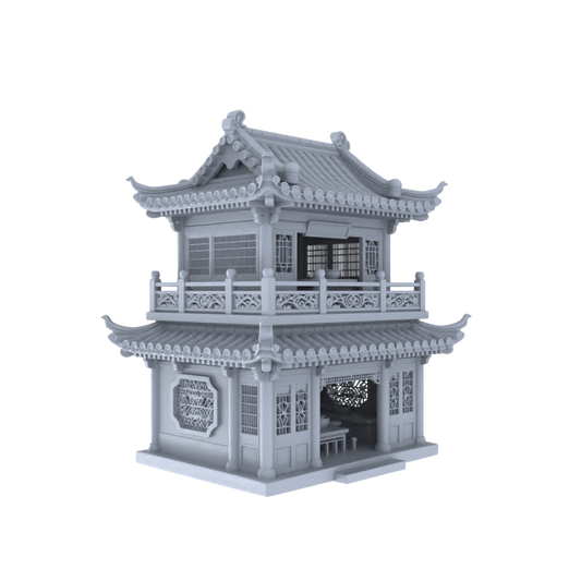 MRY-SFW LYTB049  Miniature Scene Model Chinese TangStyle Tea House Loft Tang Inspired Building