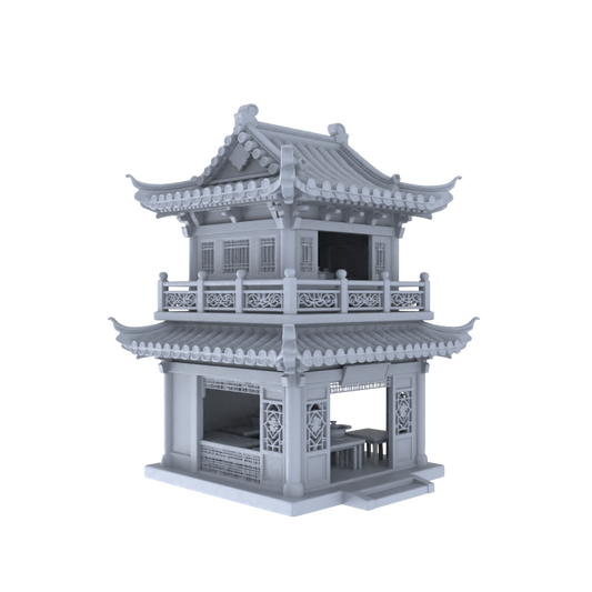 MRY-SFW LYTB050  Miniature Scene Model Chinese Loft Building Tea House Wine Shop Tang Inspired Building
