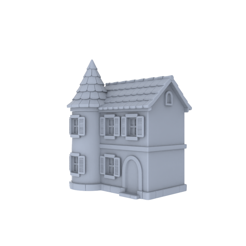 MRY-SFW LYTB004  Miniature Diorama Model Fauvist Two Story Detached Cottage With Spire Structure