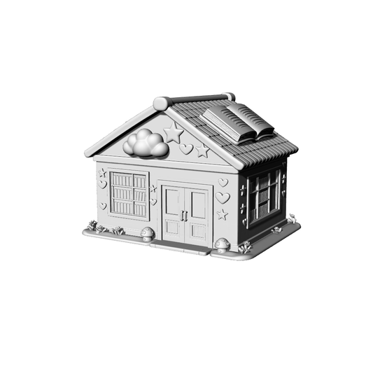 MRY-SFW LYTB109  Miniature Scene Model Fairy Tale Style Cute Slope Roof Book House