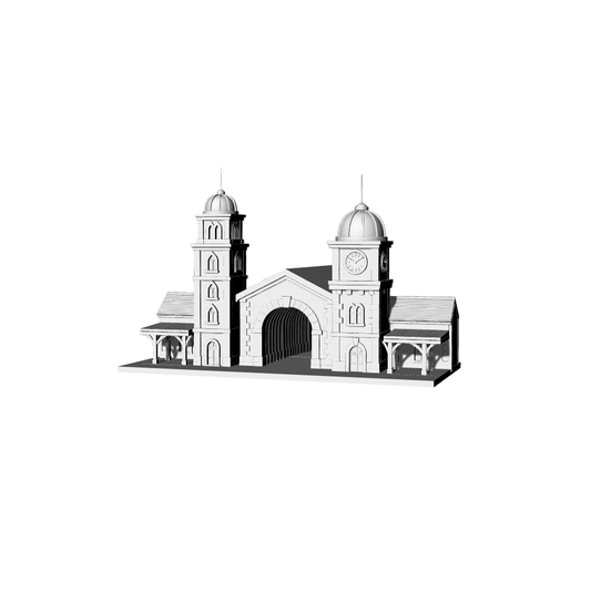 MRY-SFW LYTB141  Miniature Scene Model Double Clock Tower Train Station Model Sand Table Building Train Station