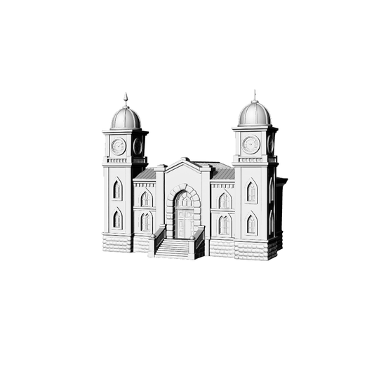 MRY-SFW LYTB142  Miniature Scene Model Classic Double Clock Tower Old Train Station Model Sand Table Building