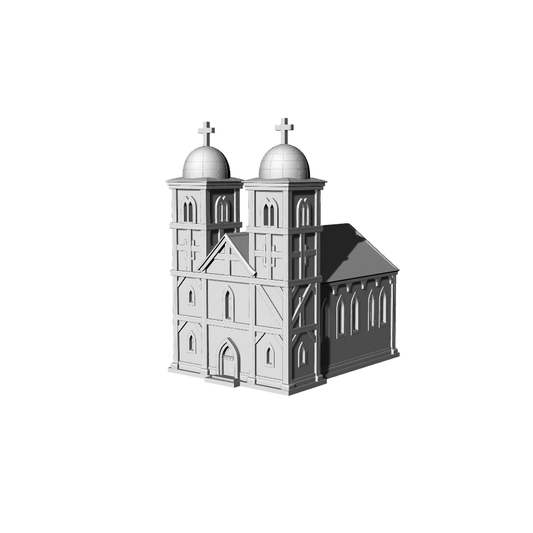 MRY-SFW LYTB153 Miniature Scene Model New Roman Catholic Church Building Double Tower Building
