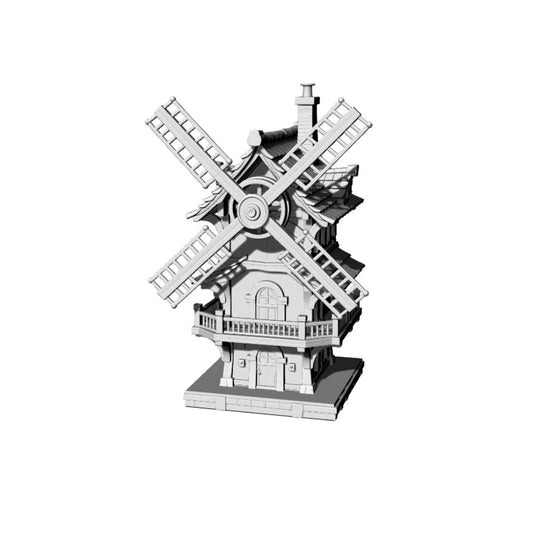 MRY-SFW LYTB196  Miniature Scene Building Model Retro Wooden Windmill House Model Fantasy Building