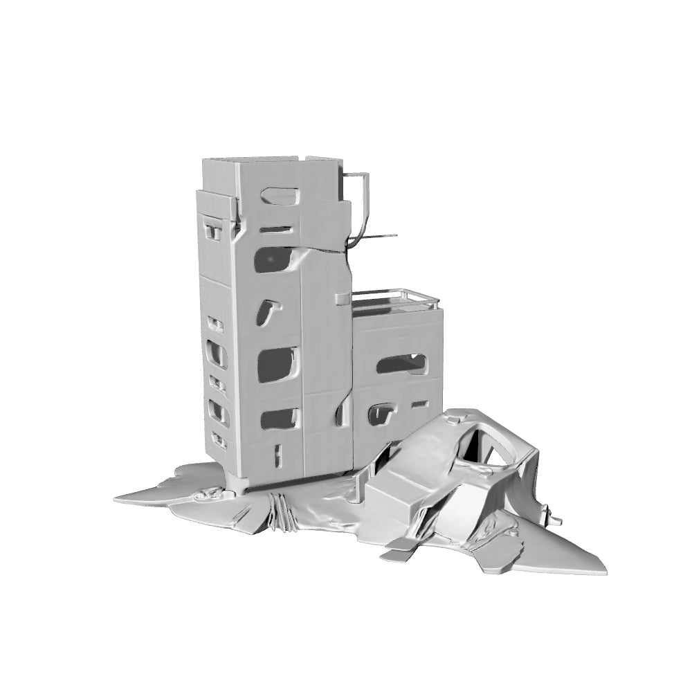 MRY-SFW LYTB220  3D Printed Post-Apocalyptic Futuristic Ruined Tower Terrain for Tabletop Wargaming