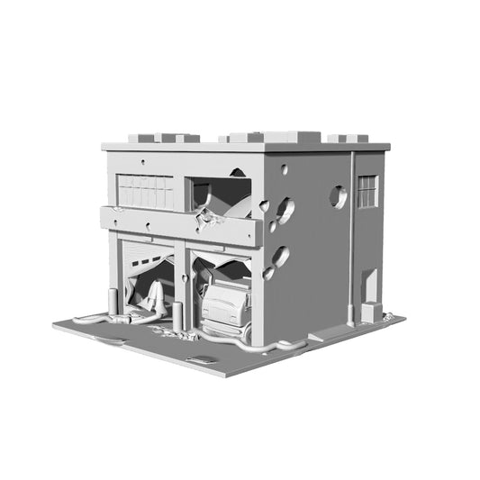 MRY-SFW LYTB224  3D Printed Post-Apocalyptic Abandoned Fire Station Terrain for Tabletop Wargaming