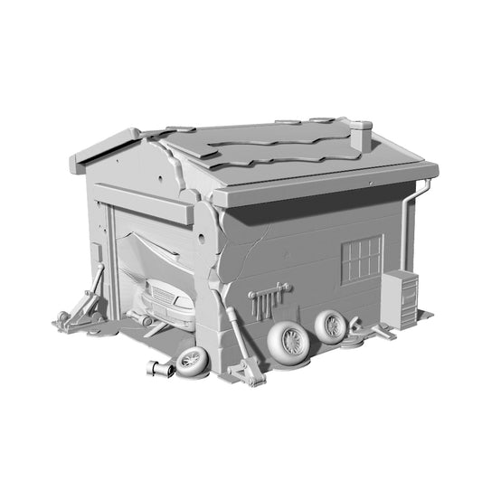 MRY-SFW LYTB226  3D Printed Post-Apocalyptic Abandoned Auto Repair Shop Terrain for Tabletop Wargaming
