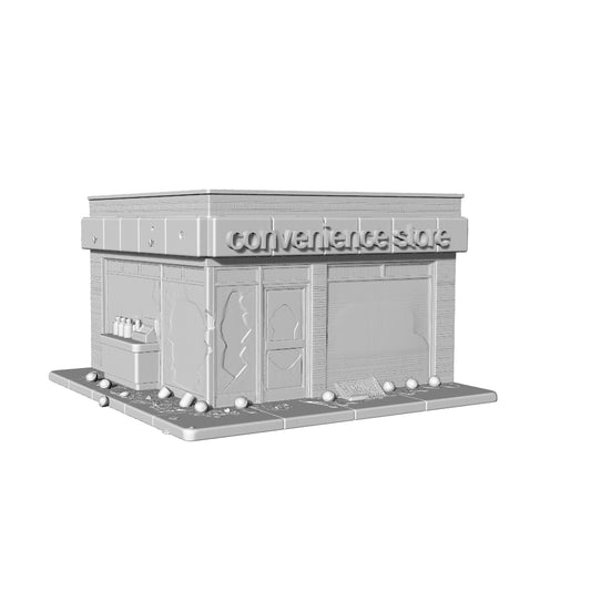 MRY-SFW LYTB227  3D Printed Post-Apocalyptic Abandoned Convenience Store Terrain for Tabletop Wargaming