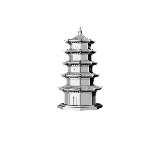 MRY-SFW LYTB336  Miniature Scene Building Model Chinese Five Storey Octagonal Pavilion Tower Double Eave Hip Roof Ancient Style Ornament