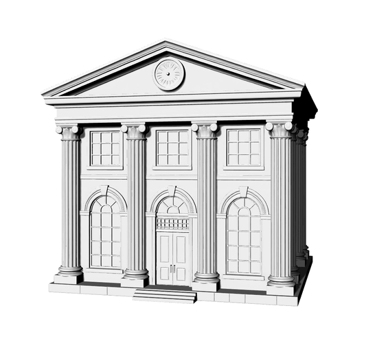 MRY-SFW LYTB345  Miniature Scene Building Model American Retro Style Double Bank Symmetrical Building
