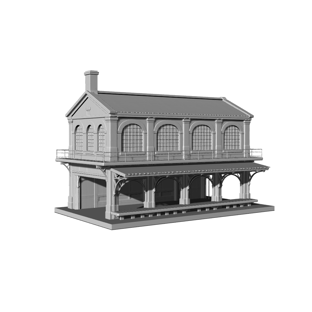 MRY-SFW LYTB375  Miniature Scene Building Model Industrial Retro Style Double Freight Station Railway Freight Style Building