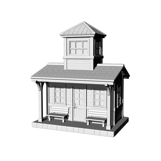 MRY-SFW LYTB393  Miniature Scene Building Model Small Country Railway Station Waiting Attic Desktop Building Ornament