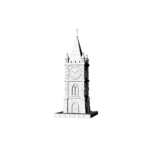 MRY-SFW LYTB402  Miniature Scene Building Model Gothic Style Spire Clock Tower Building Decor