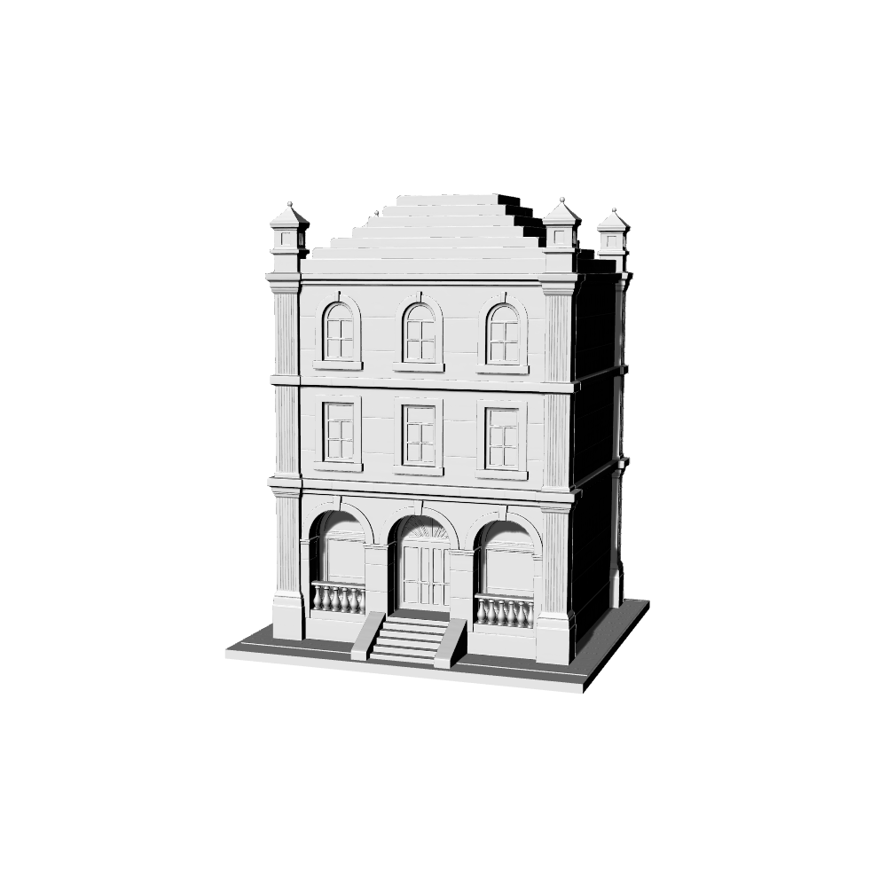 MRY-SFW LYTB442  Miniature Scene Building Model Colonial Revival Style American Single Family Bank