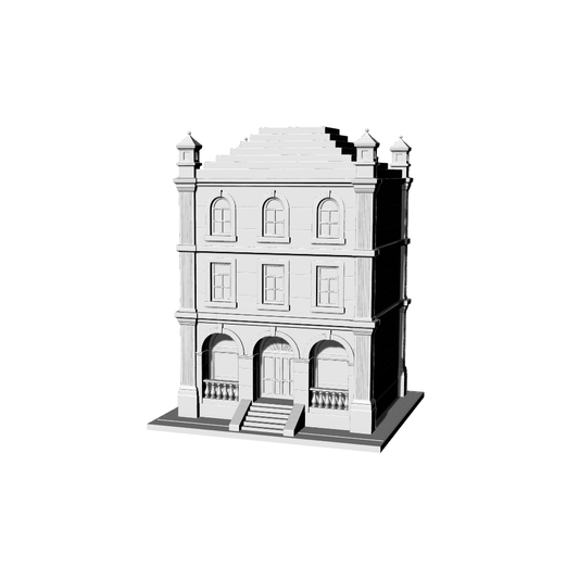 MRY-SFW LYTB442  Miniature Scene Building Model Colonial Revival Style American Single Family Bank