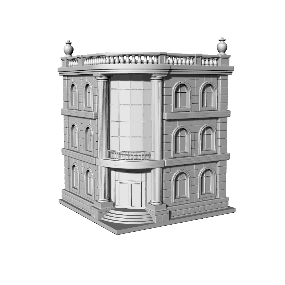 MRY-SFW LYTB465A  Miniature Scene Building Model French Neoclassicism Street Facing Corner Decorative Financial Building