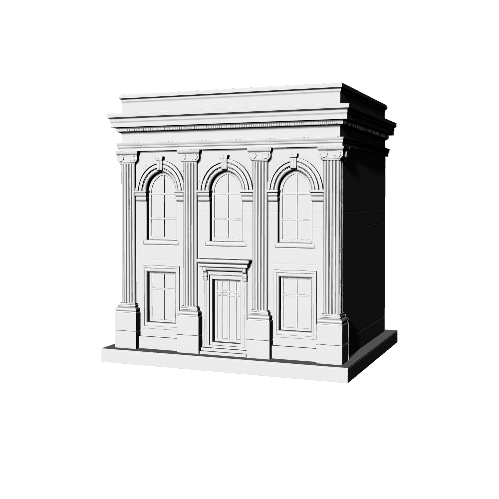 MRY-SFW LYTB465B  Miniature Scene Building Model French Neoclassicism Street Facing Corner Decorative Financial Building