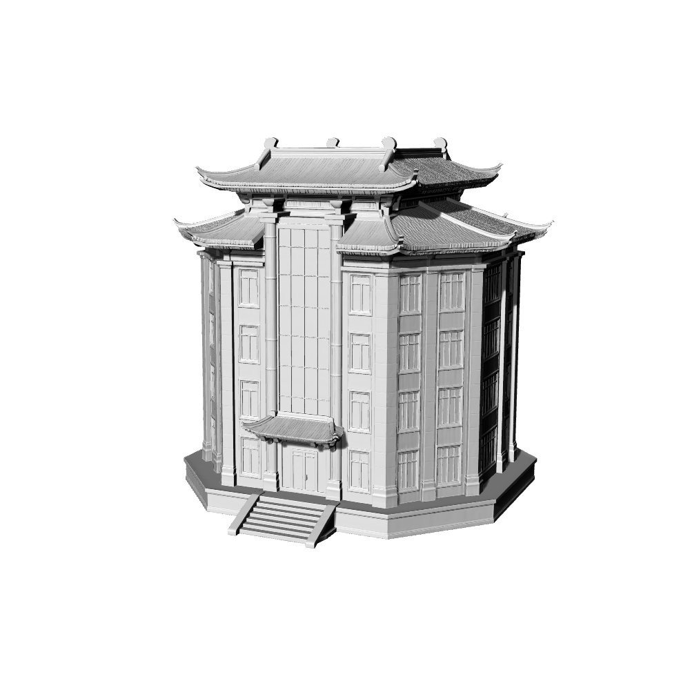 MRY-SFW LYTB467A  Miniature Scene Building Model Chinese Western Combined Style Single Family Financial Building Bank Building