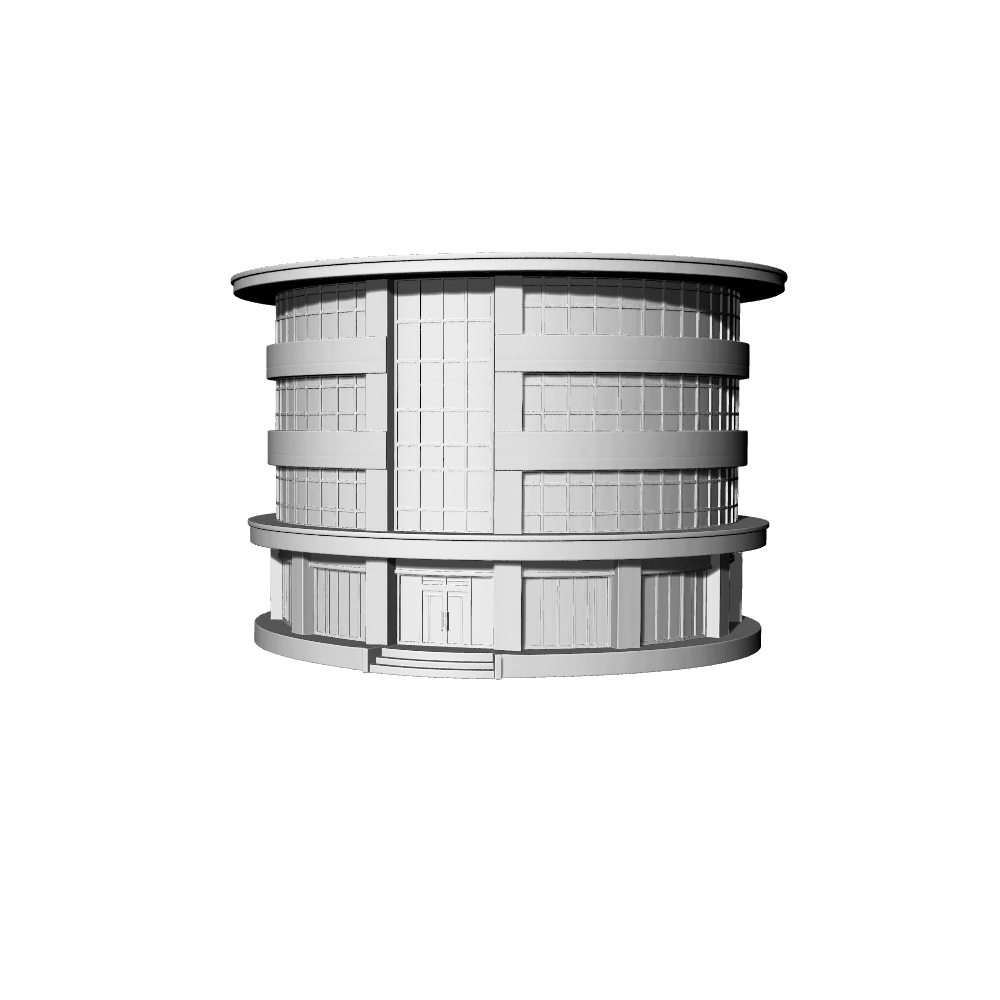 MRY-SFW LYTB474  Miniature Scene Building Model Modernist Art Deco Style Three Story Curved Building Ornament