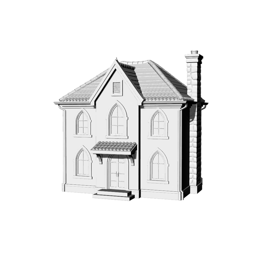 MRY-SFW LYTB476A  Miniature Scene Building Model European Gothic Revival Style Two Story Single Family Residential Building