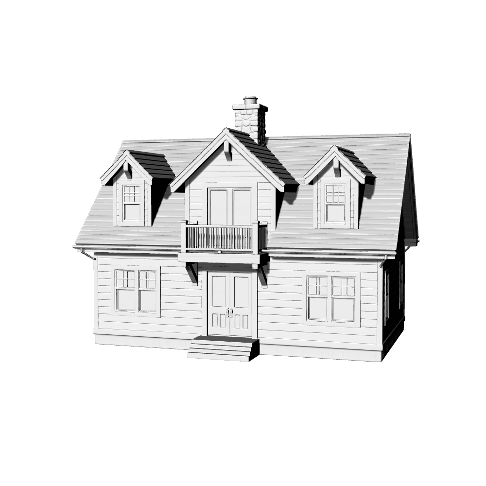 MRY-SFW LYTB479B  Miniature Scene Building Model American Country Cape Cod Style Two Story Single Family Residential Building