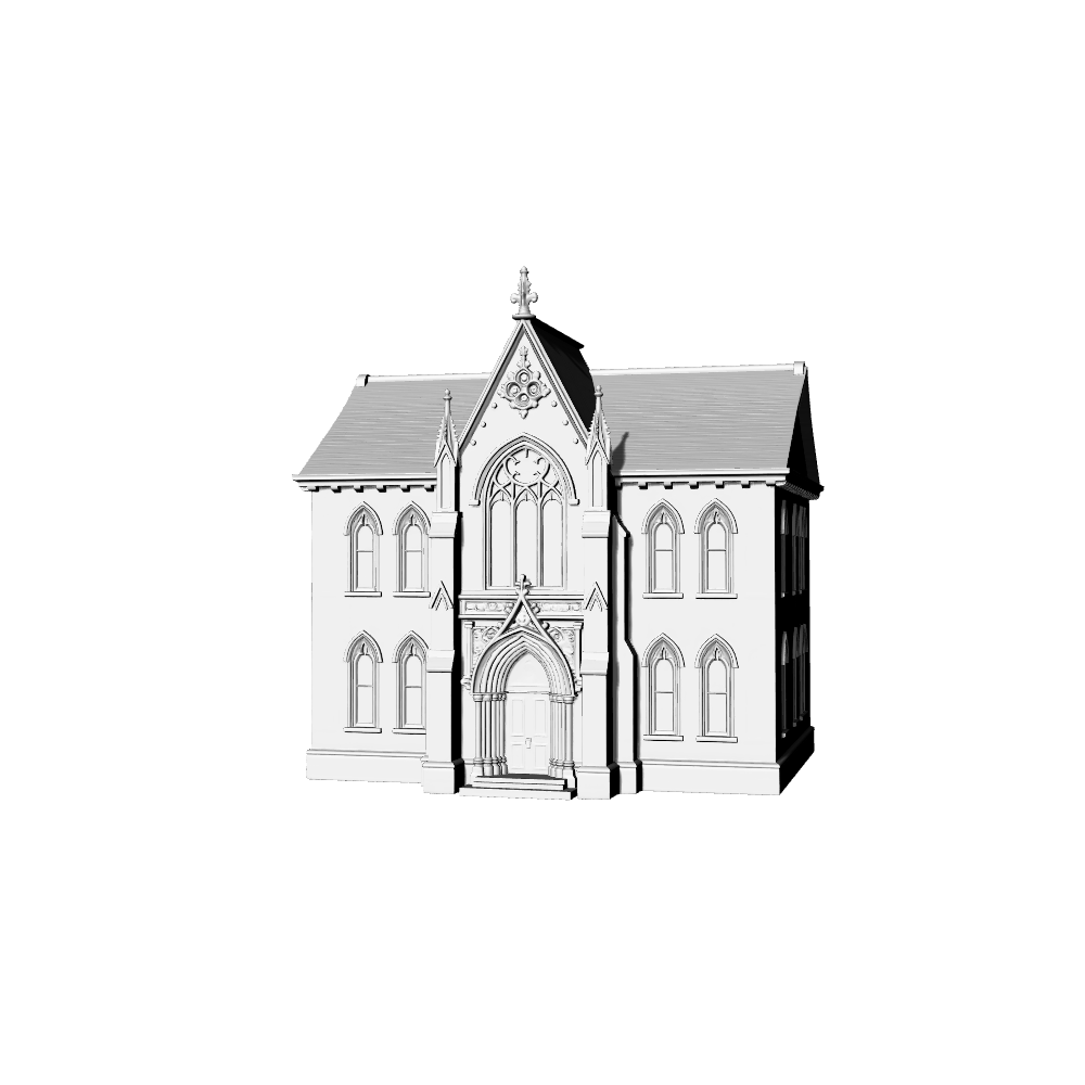 MRY-SFW LYTB485  Miniature Scene Building Model Gothic Revival Style Single Church Building