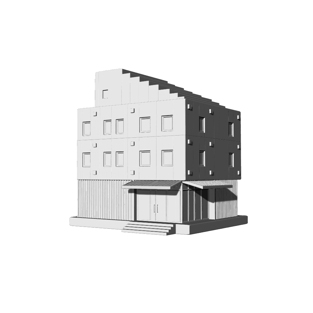 MRY-SFW LYTB493  Miniature Scene Building Model Modern Simple Architecture East Asian Style Stepped Multi Story Street Front Single Building