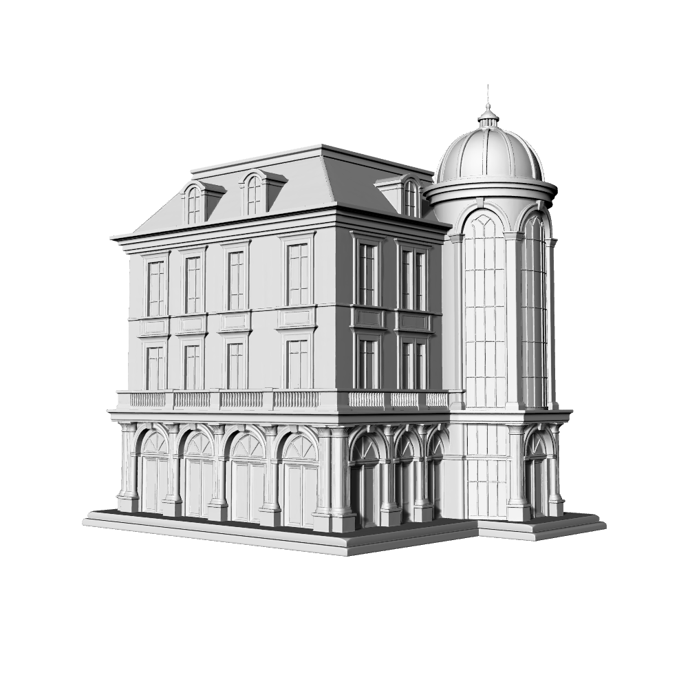MRY-SFW LYTB502B  Miniature Scene Building Model European Neoclassical Corner Building 3D Printing Model