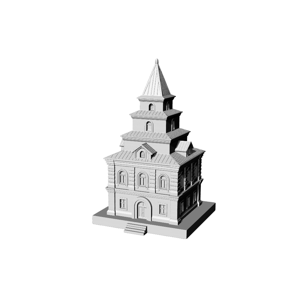 MRY-SFW LYTB503C  Miniature Scene Building Model European Neoclassical Spire Tower Public Building 3D Printing Model
