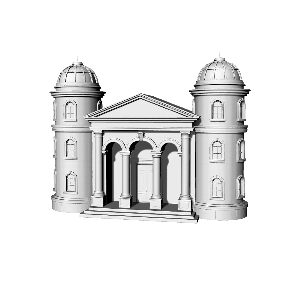 MRY-SFW LYTB504A  Miniature Scene Building Model European Neoclassical Tower Porch Building 3D Printing Model