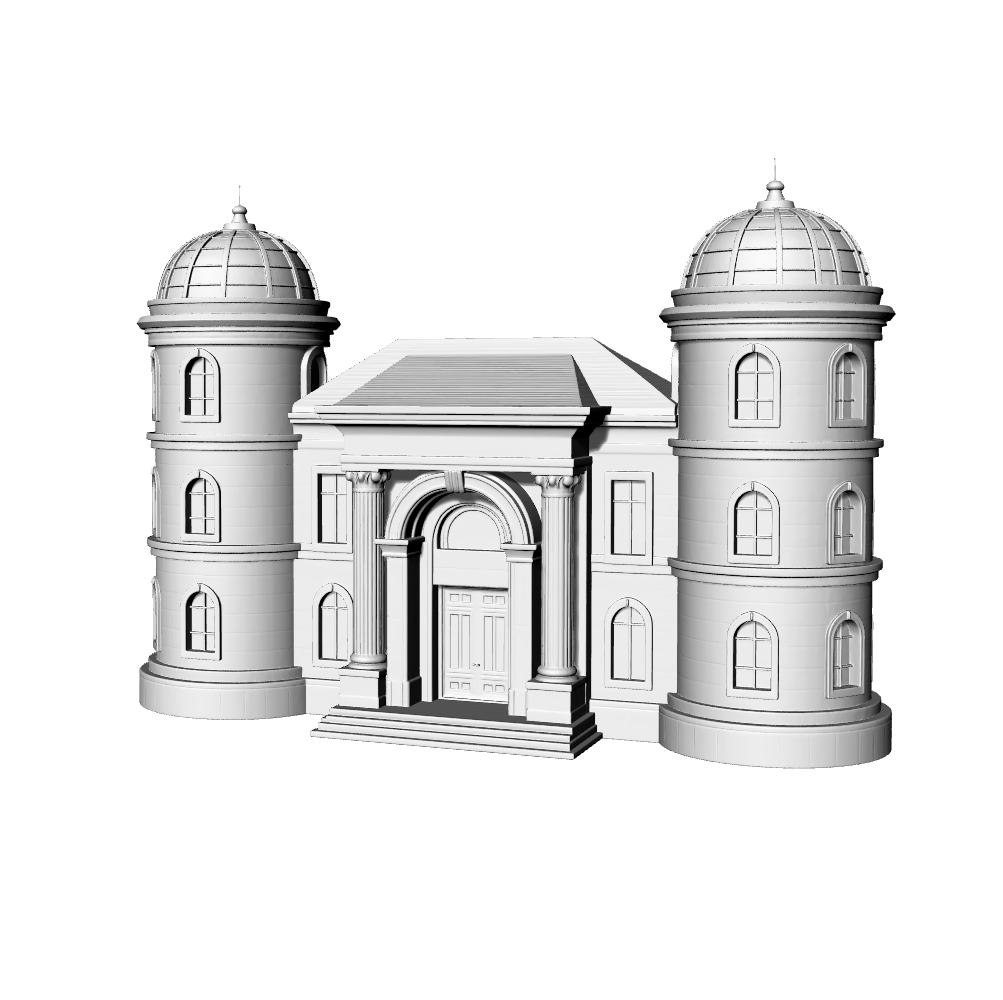 MRY-SFW LYTB504B  Miniature Scene Building Model European Neoclassical Tower Porch Building 3D Printing Model
