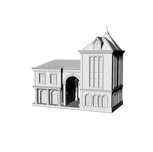 MRY-SFW LYTB504C  Miniature Scene Building Model European Neoclassical Tower Porch Building 3D Printing Model