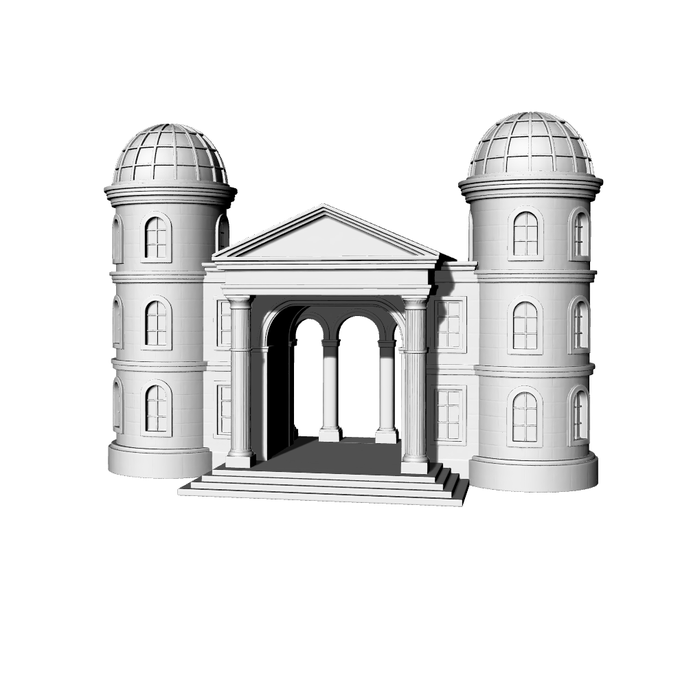 MRY-SFW LYTB504D  Miniature Scene Building Model European Neoclassical Tower Porch Building 3D Printing Model
