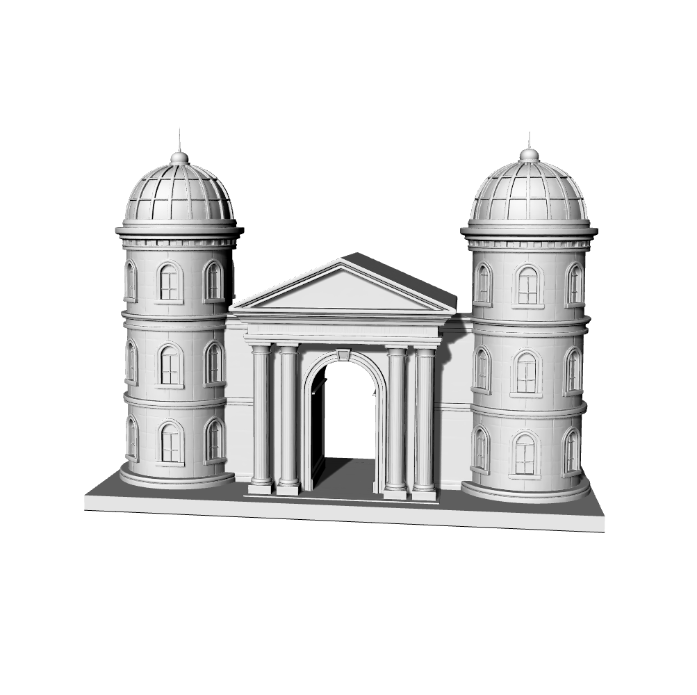 MRY-SFW LYTB504E  Miniature Scene Building Model European Neoclassical Tower Porch Building 3D Printing Model