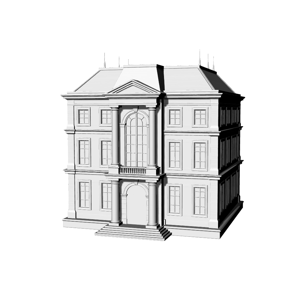 MRY-SFW LYTB516B  Miniature Scene Building Model European Neoclassical Corner Building 3D Printing Model