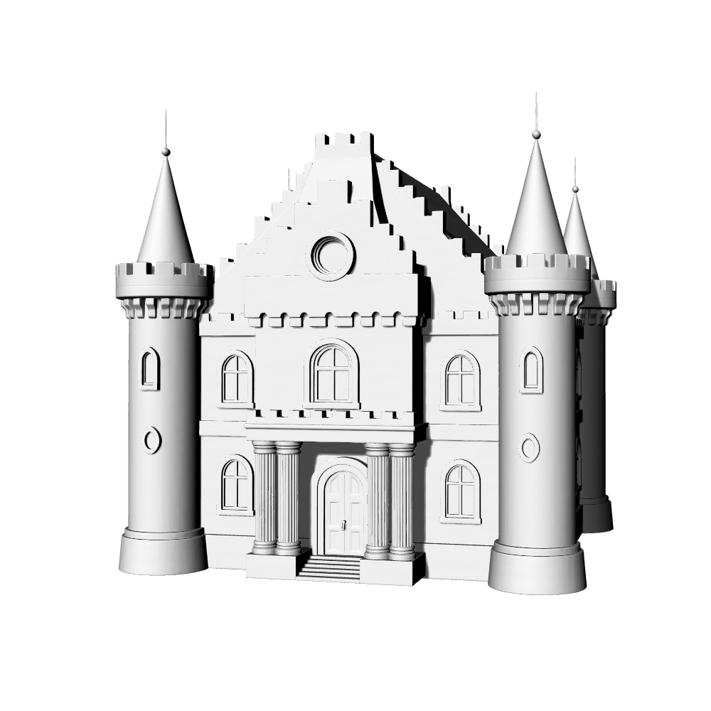 MRY-SFW LYTB520C  Miniature Scene Building Model European Neoclassical Tower Porch Building 3D Printing Model
