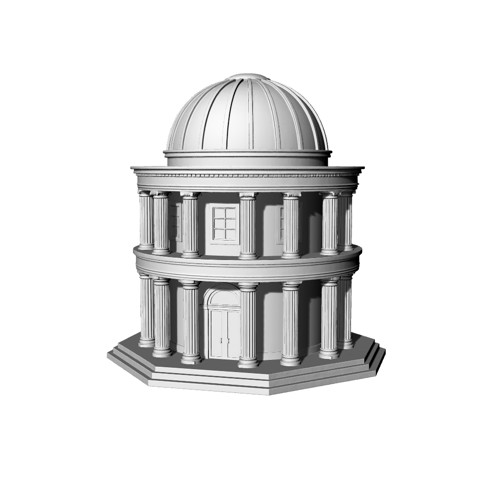 MRY-SFW LYTB521A  Miniature Scene Building Model Neoclassical Circular Dome Building Palladian Temple Ornament 3D Printed Model