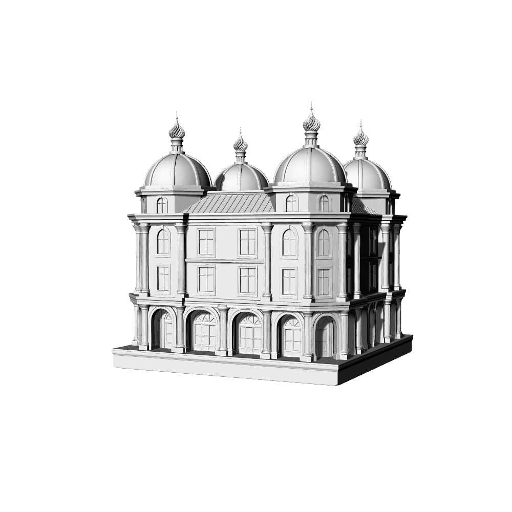 MRY-SFW LYTB522B  Miniature Scene Building Model French Dome Mansion Classical Castle Style Ornament 3D Printed Model
