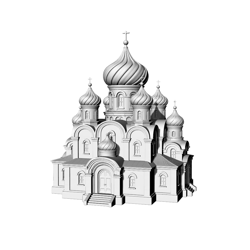 MRY-SFW LYTB523A  Miniature Scene Building Model Russian Onion Dome Church Orthodox Building Ornament 3D Printed Model