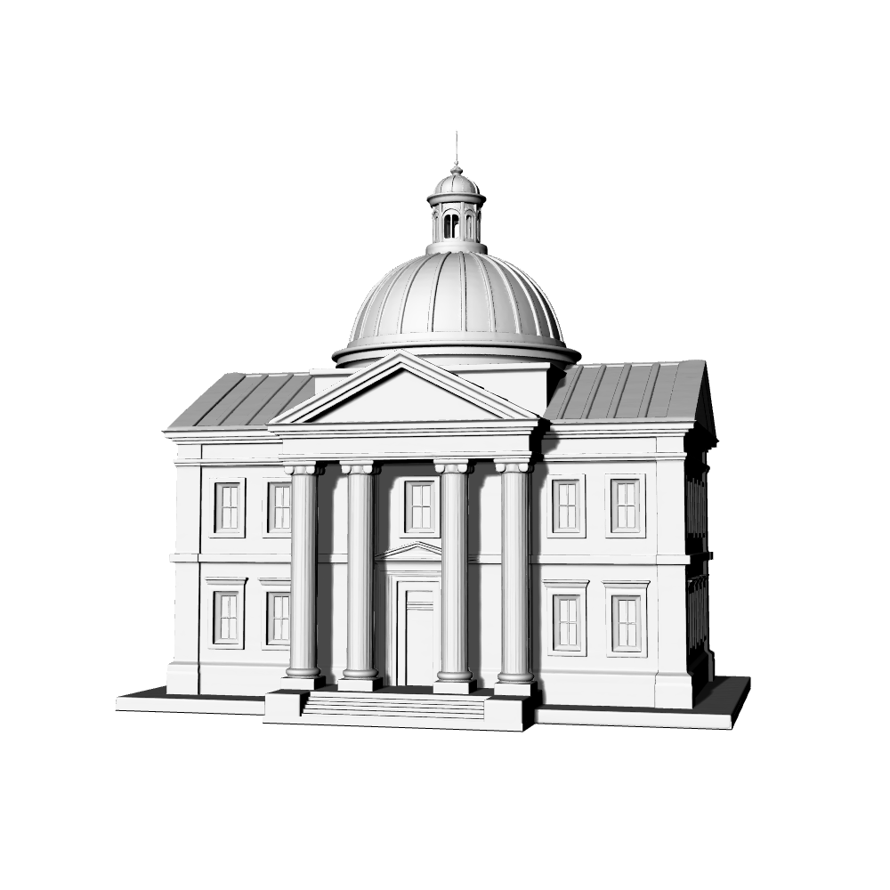 MRY-SFW LYTB525  Miniature Scene Building Model Palladian Neoclassical Dome Public Building Classical Government Building 3D Printed Model
