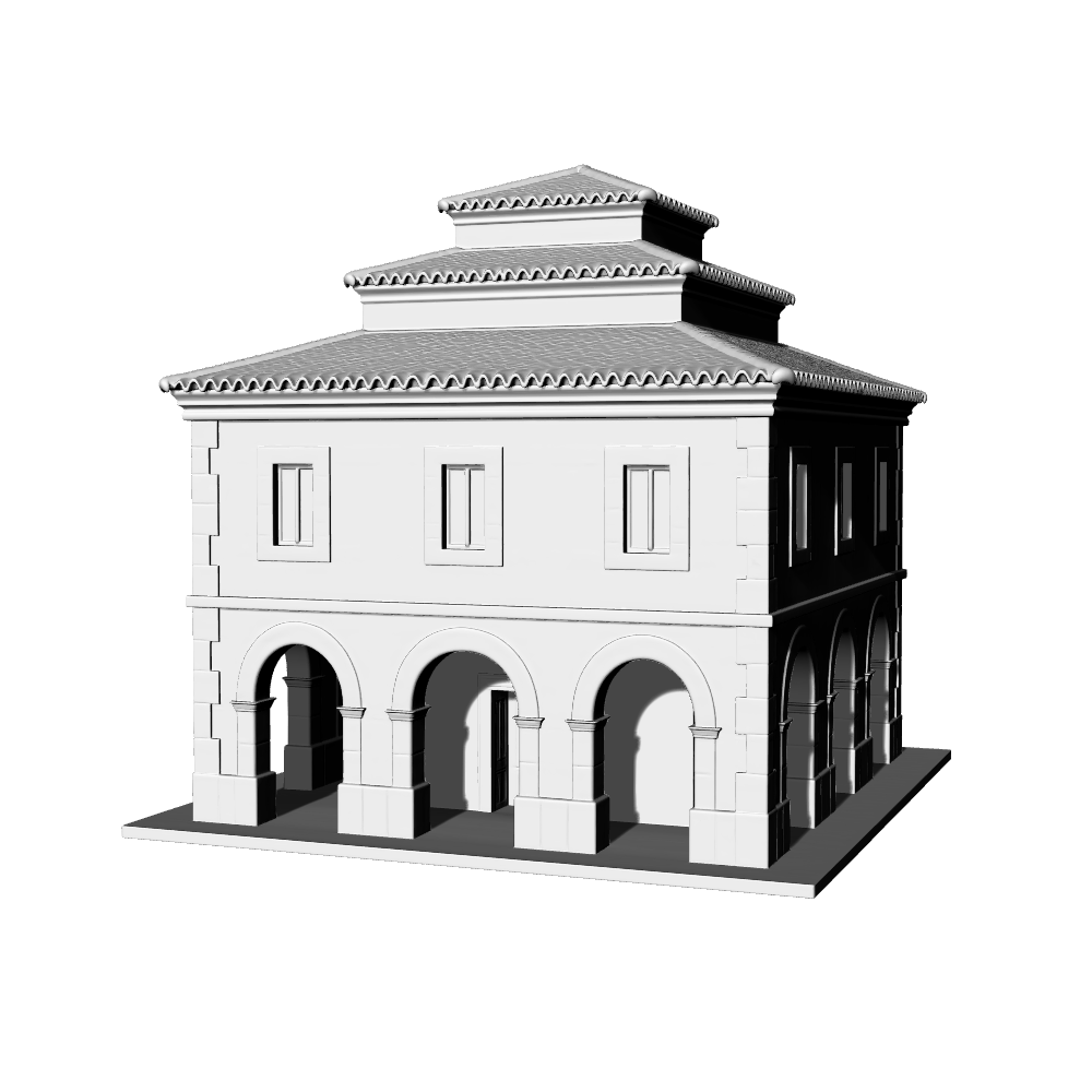 MRY-SFW LYTB529  Miniature Scene Building Model Italian Arcade Mansion Ornament Mediterranean Stair Roof Building 3D Printed Model