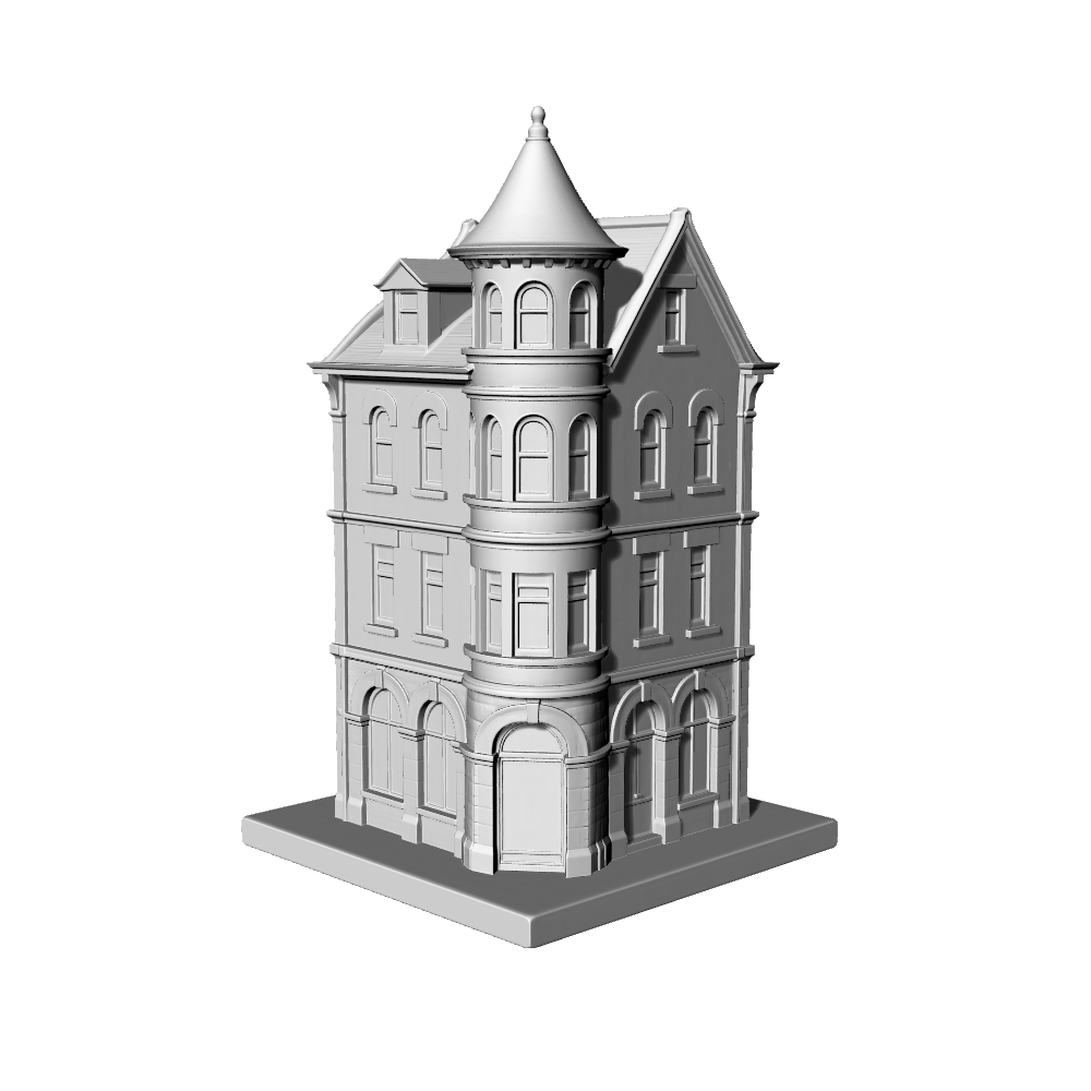 MRY-SFW LYTB530  Miniature Scene Building Model European Corner Apartment Ornament Victorian Corner Tower 3D Printed Model