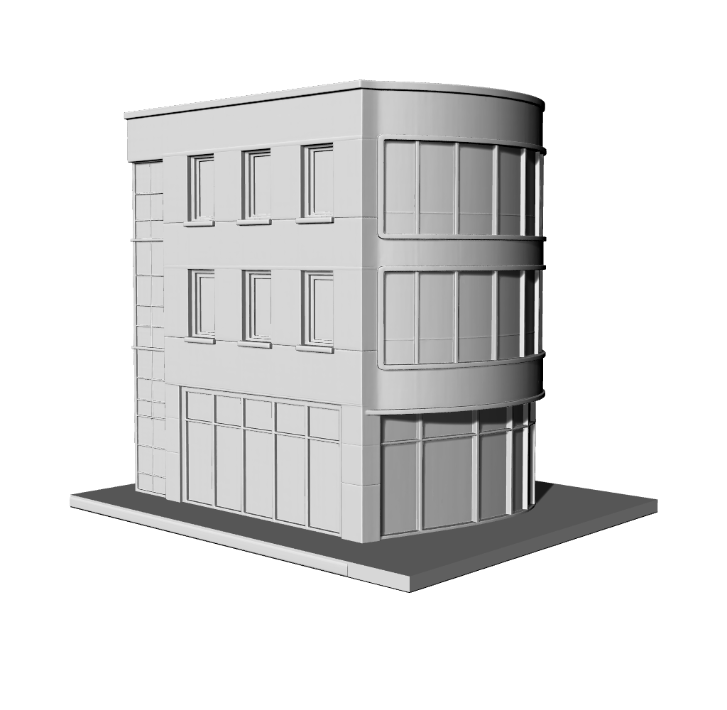 MRY-SFW LYTB534  Miniature Scene Building Model Modern Corner Curved Shop Modern Commercial Building 3D Printed Model