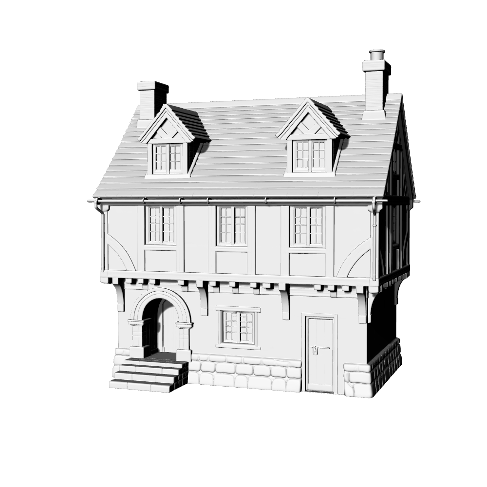 MRY-SFW LYTB536A  Miniature Scene Building Model European Medieval Tudor Style Half Timbered Detached Residence 3D Printed Model