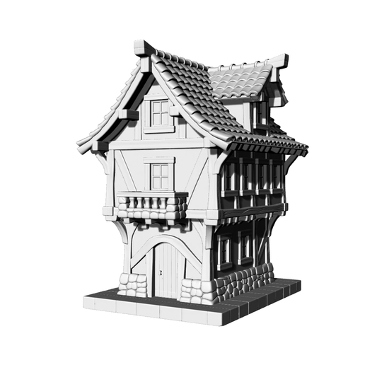 MRY-SFW LYTB536D  Miniature Scene Building Model European Medieval Tudor Style Half Timbered Detached Residence 3D Printed Model