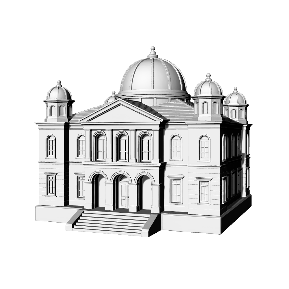 MRY-SFW LYTB537D  Miniature Scene Building Model European Classical Dome Baroque Style Symmetrical Public Building Sand Table Scene 3D Printed Model