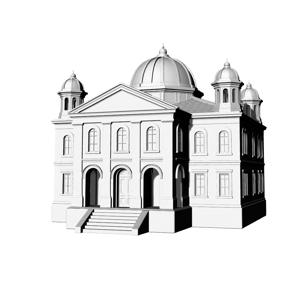 MRY-SFW LYTB537E  Miniature Scene Building Model European Classical Dome Baroque Style Symmetrical Public Building Sand Table Scene 3D Printed Model